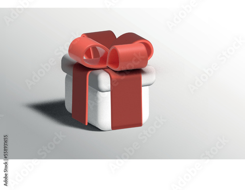 3D gift icon. white box with red bow. vector illustration EPS10