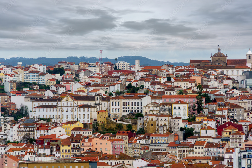 coimbra cityscape from the opposite bank of the mondego river