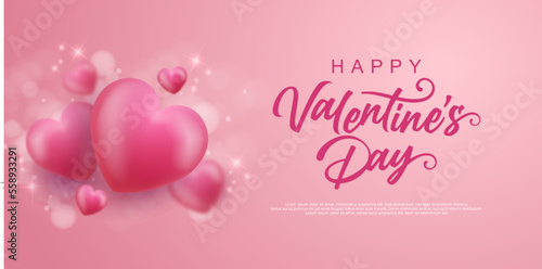 Realistic valentine's day background with style lettering