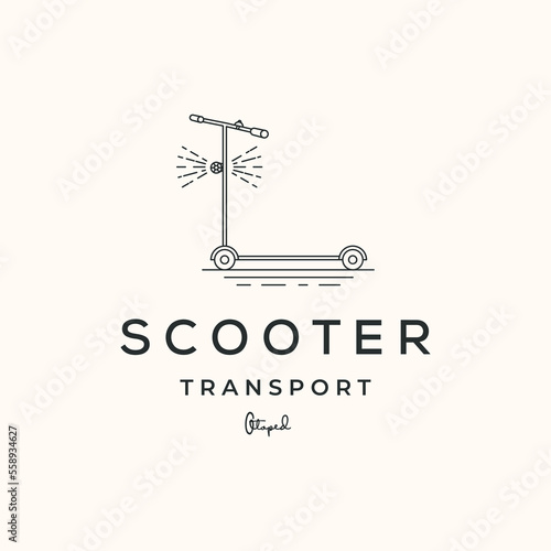 scooter line art logo vector minimalist illustration design, classic scooter electric logo design