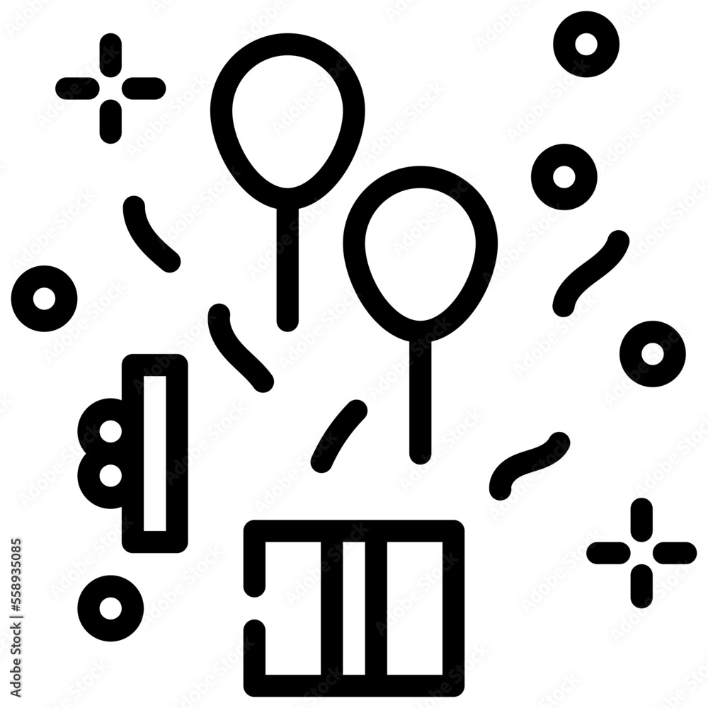 gift box party happy balloon open icon simple line gift box party happy balloon open icon simple line
