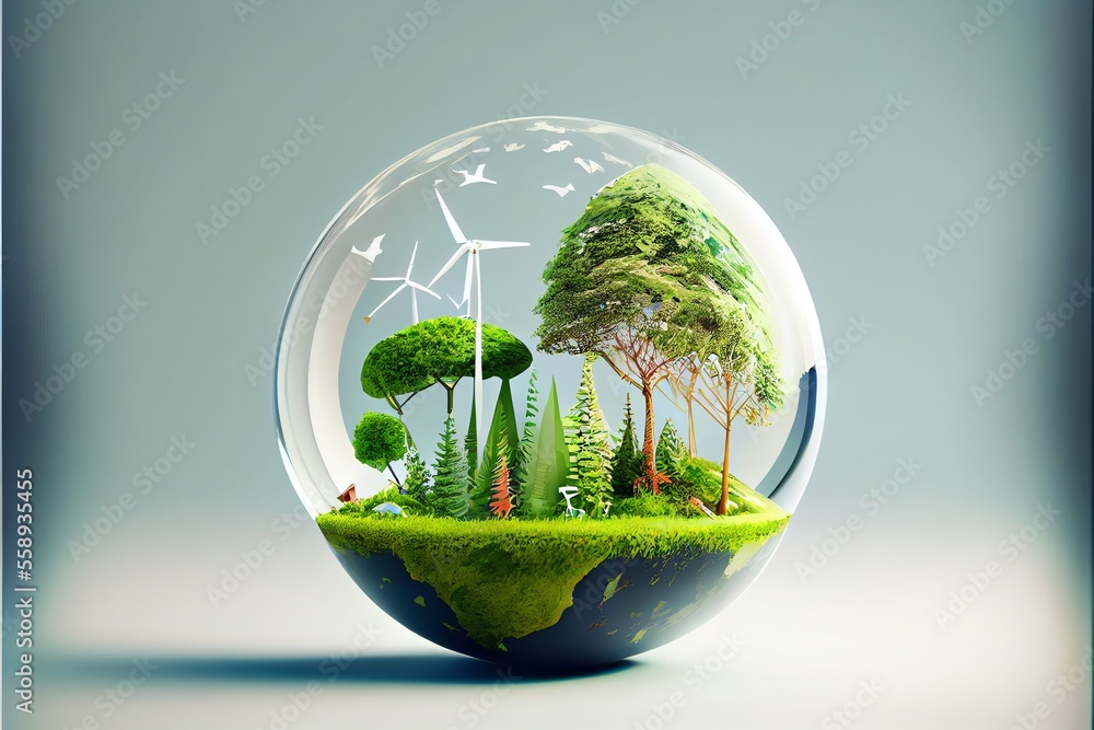 World environment and earth day concept with glass globe. Generative AI World environment and earth day concept with glass globe. Generative AI