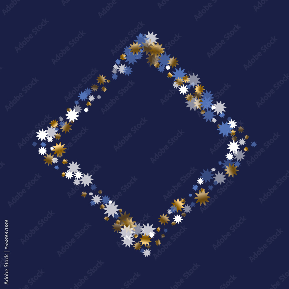 Refined Christmas star vector pattern graphic design. Gold blue white sparkle confetti. Refined Christmas star vector pattern graphic design. Gold blue white sparkle confetti.
