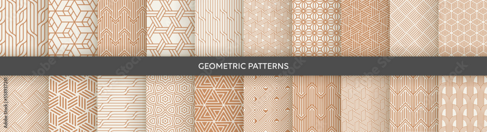 Set of Geometric seamless patterns. Abstract geometric  hexagonal  graphic design print 3d cubes pattern. Seamless  geometric cubes pattern. - obrazy, fototapety, plakaty 