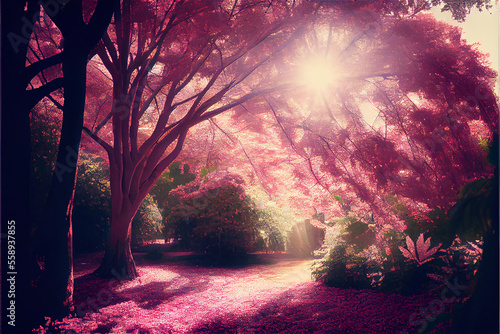Alley with trees in bloom i...