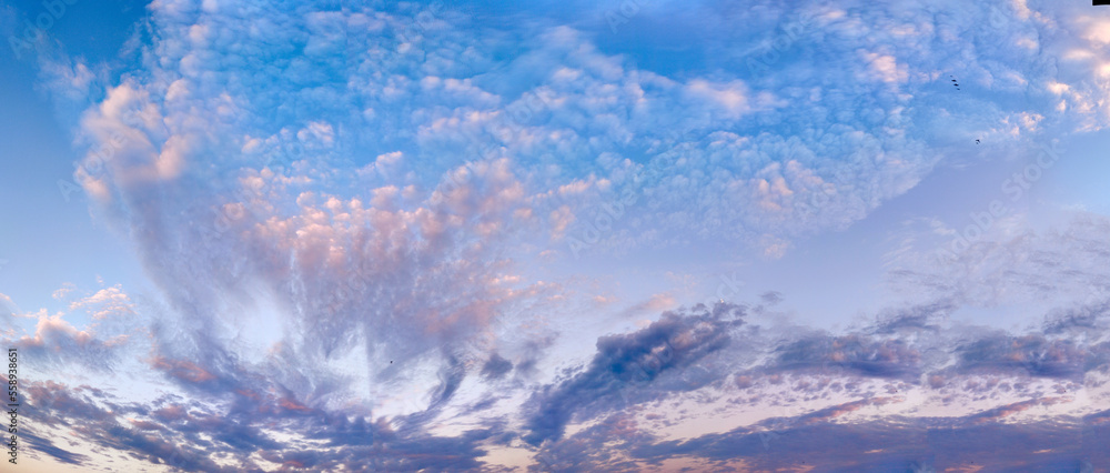 Naklejka premium blue sky with rain clouds, panorama for horizontal natural background