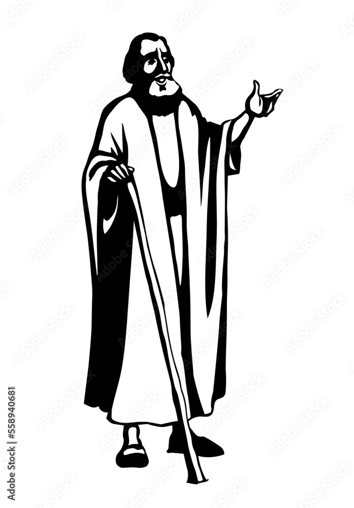 Ancient Jewish preacher. Vector drawing Ancient Jewish preacher. Vector drawing