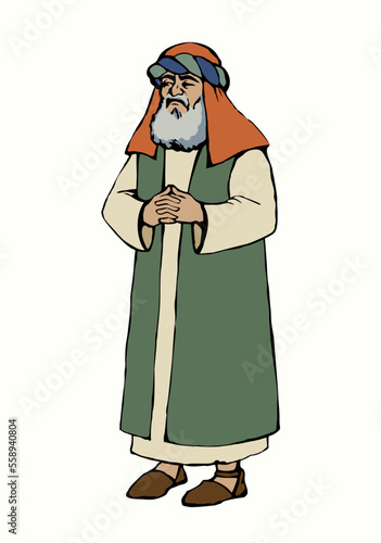 Old Pharisee Priest. Vector drawing