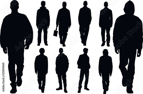 Man silhouette set icon black, on a white background, SVG, Vector illustration.	