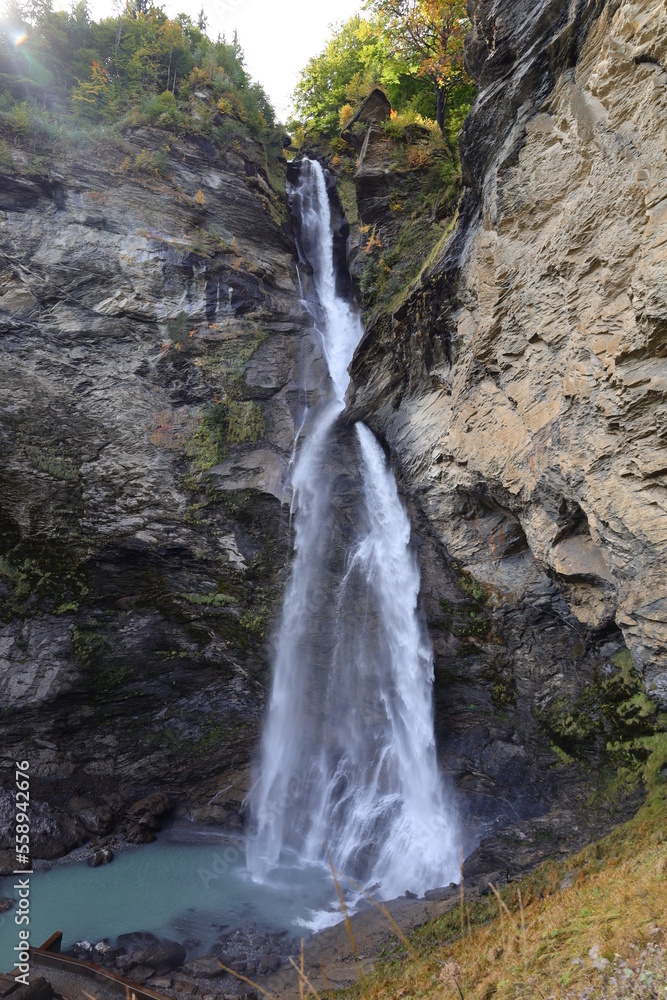 View on a waterfall on Switzerland