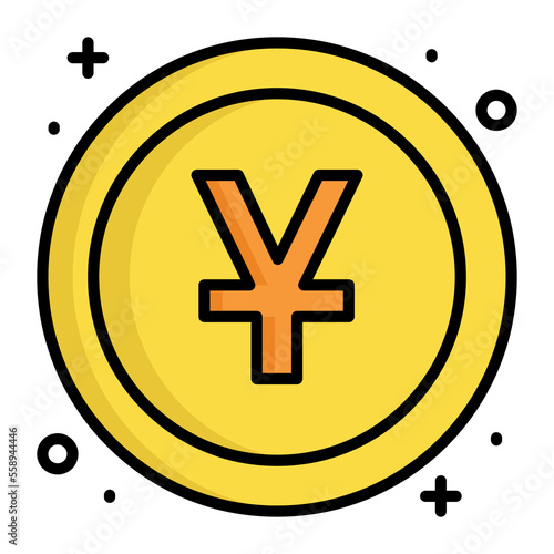 Chinese yen coin vector design in modern style