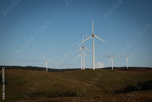 Wind turbines farm, Coleraine mountain.  Eco friendly energy production.