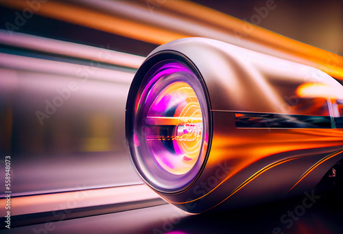 A High-Speed Hyperloop with Hologram Lighting. (Ai technology) © geniusstudio