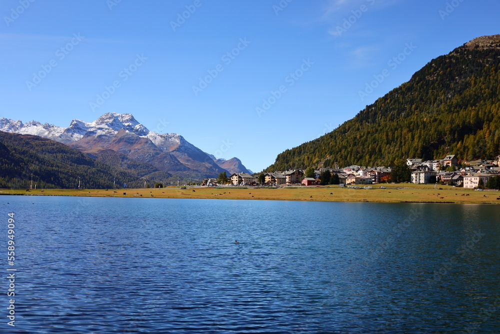 The Lake Silvaplana is a lake in the Upper-Engadine valley of Grisons in Switerland
