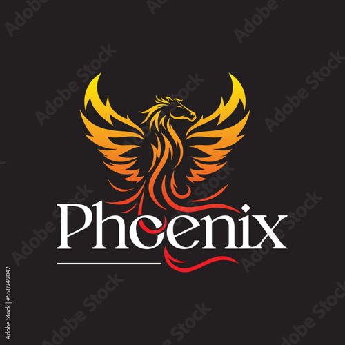 Modern Flaming Phoenix Logo designs template vector illustration