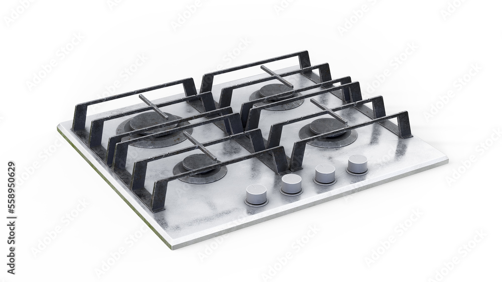 Gas stove 3d render isolated on a white background Gas stove 3d render isolated on a white background