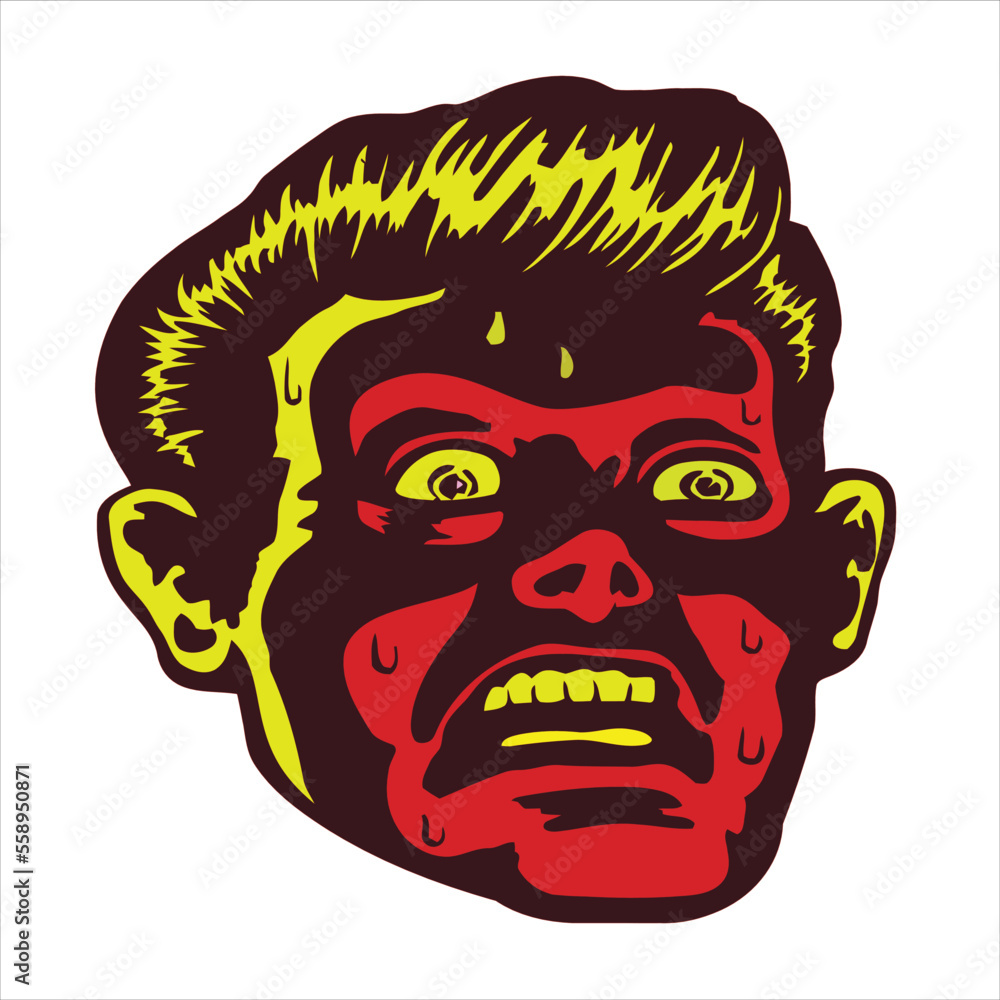 Fototapeta premium Pulled Skin Face Zombie Halloween Vector illustrations for your work Logo, mascot merchandise t-shirt, stickers and Label designs, poster, greeting cards advertising business company or brands.