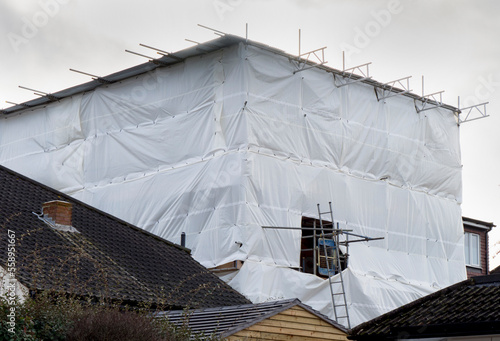 Europe, UK, England, London, scaffolding on house daylight