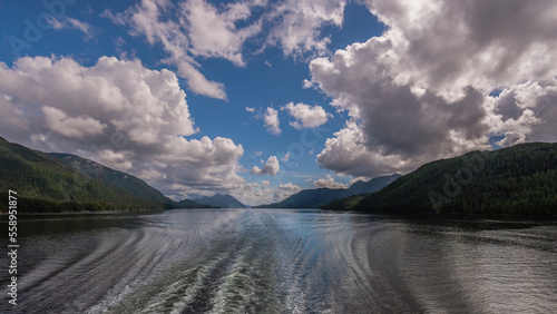 nature sceneries on the cruise from Port Hardy to Prince Rupert, British Columbia, Canada