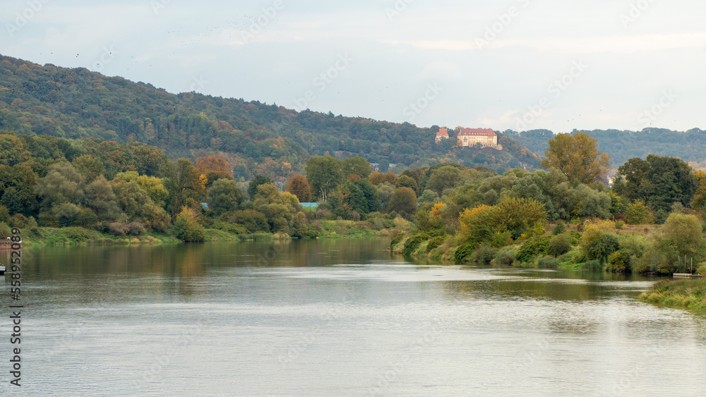Landscape of the Wisła river during autumn - obrazy, fototapety, plakaty 