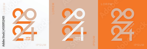 Happy new year 2024. Creative concept of 2024 new year square template for cover, calendar, poster, banner and media post template