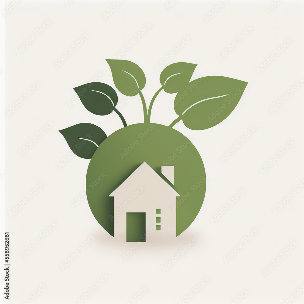 Round icon of greenery ecology for anti climate change concept, on white background. Generative Ai image. Round icon of greenery ecology for anti climate change concept, on white background. Generative Ai image.