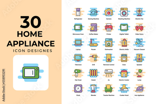 Home Appliance Icons Set vector design