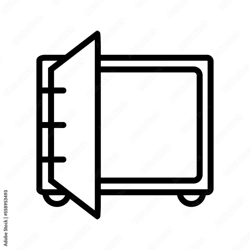 Empty safe icon line isolated on white background. Black flat thin icon on modern outline style. Linear symbol and editable stroke. Simple and pixel perfect stroke vector illustration