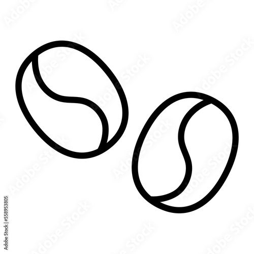 Coffee grains icon line isolated on white background. Black flat thin icon on modern outline style. Linear symbol and editable stroke. Simple and pixel perfect stroke vector illustration