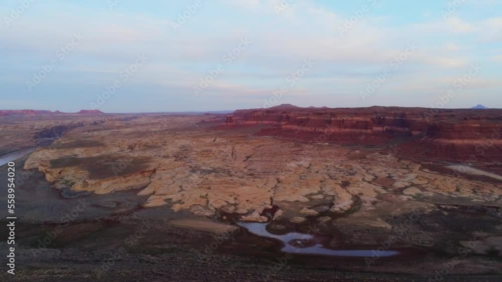 Beautiful scenery of the canyon lands and desert in Arizona - aerial view Beautiful scenery of the canyon lands and desert in Arizona - aerial view