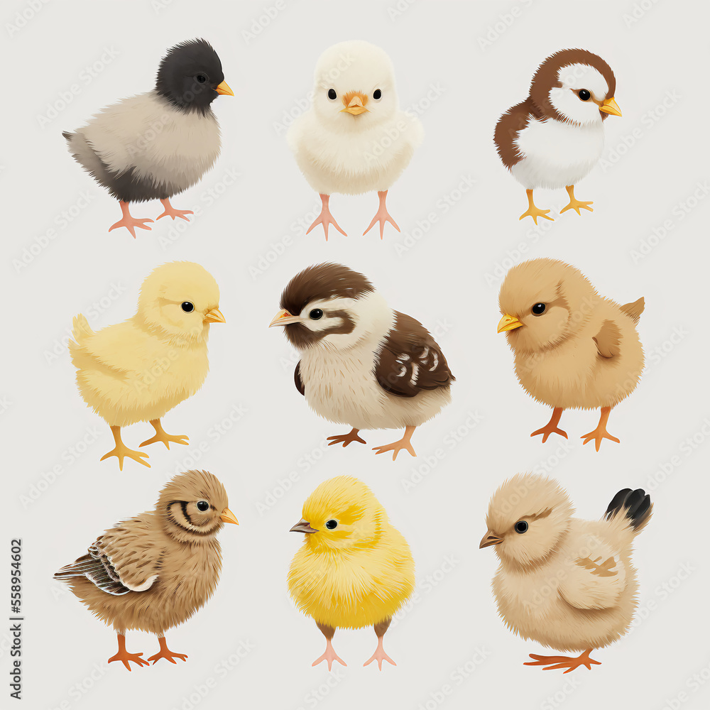 illustration of a collection of baby Chicken