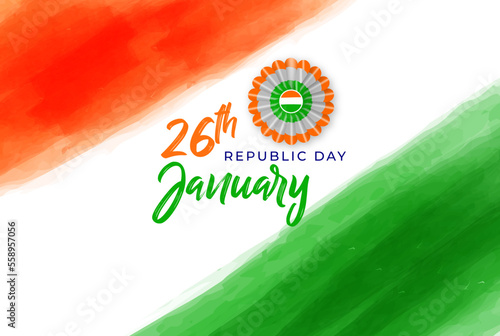 Indian republic day 26th january tricolor theme watercolor texture background