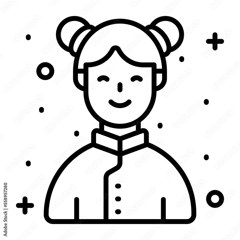 Chinese girl avatar vector design isolated on white background Chinese girl avatar vector design isolated on white background
