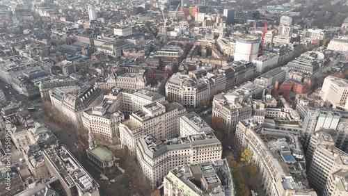 London city center aerial drone view, 4k, United Kingdom