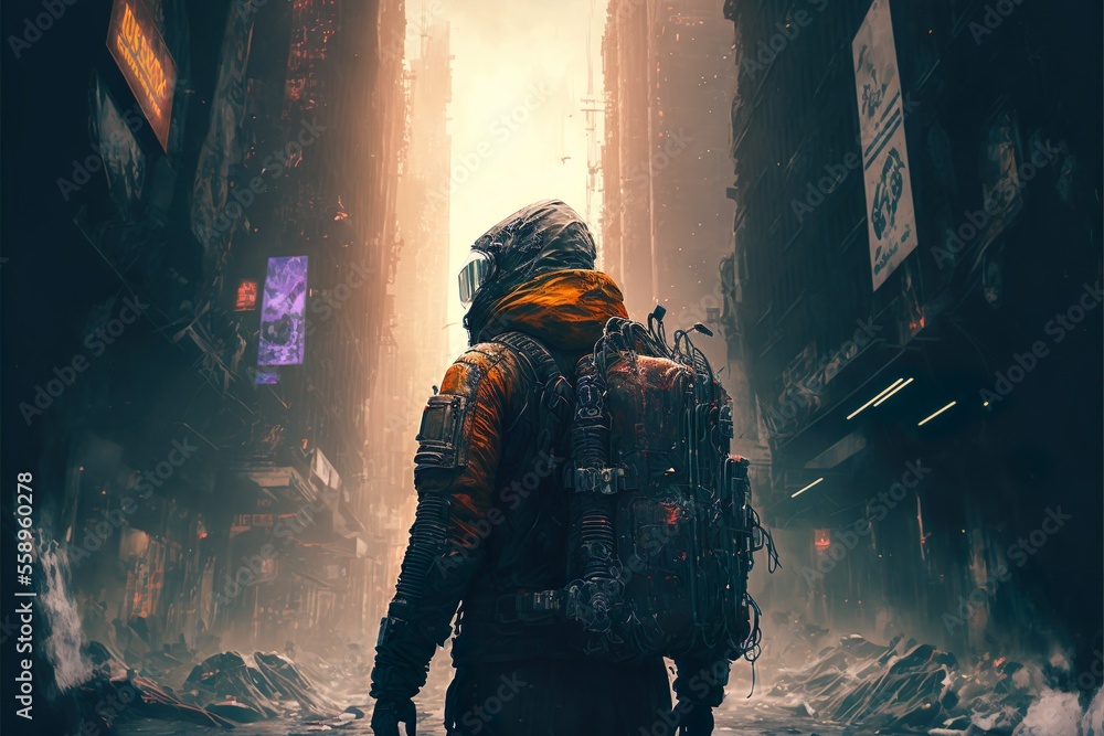 Lonely Astronaut in an Apocalyptic World. Generative AI Lonely Astronaut in an Apocalyptic World. Generative AI