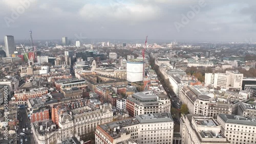 London city center aerial drone view, 4k, United Kingdom