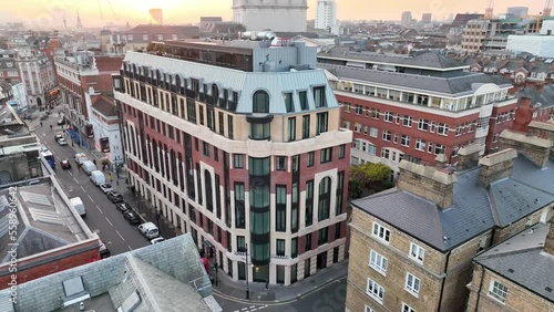 London city center aerial drone view, 4k, United Kingdom