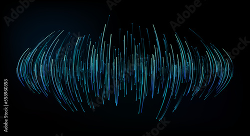 Blue forward  beam curve, the background of science and technology. Vector illustration