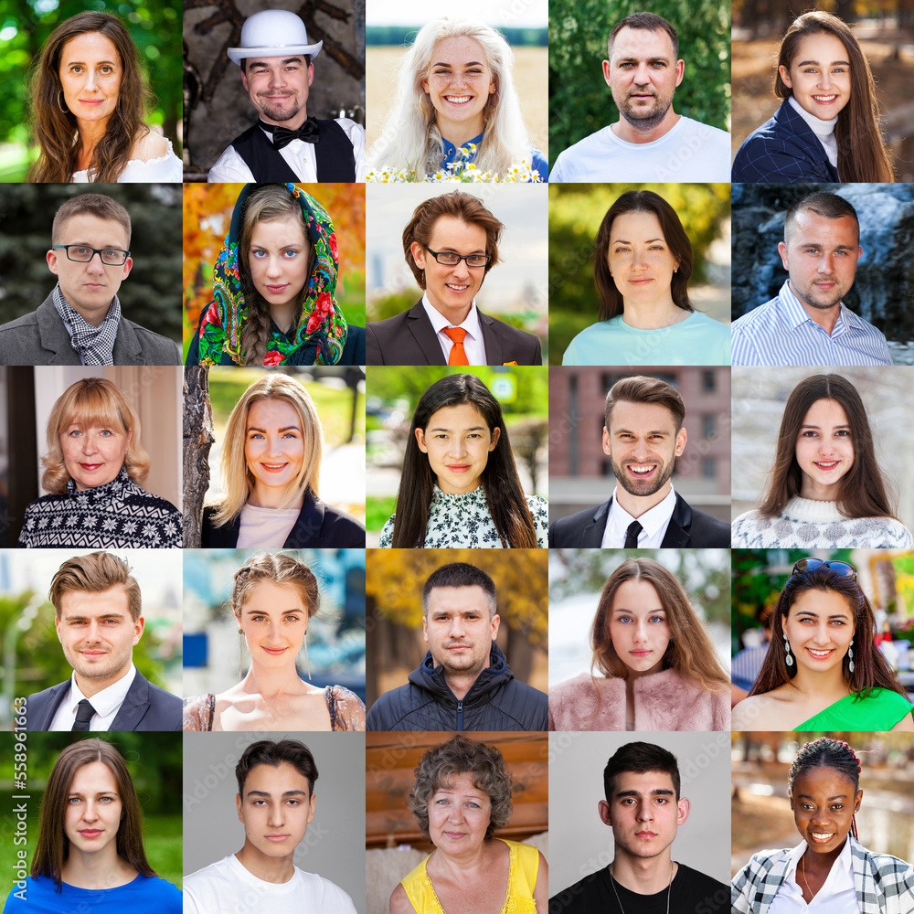 Collage of various adult people Collage of various adult people