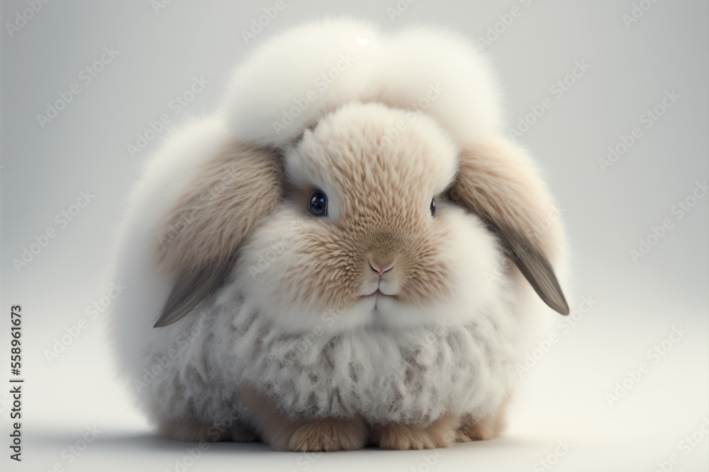 cute fluffy buuny rabbit sitting on clean background,genrative ai. cute fluffy buuny rabbit sitting on clean background,genrative ai.
