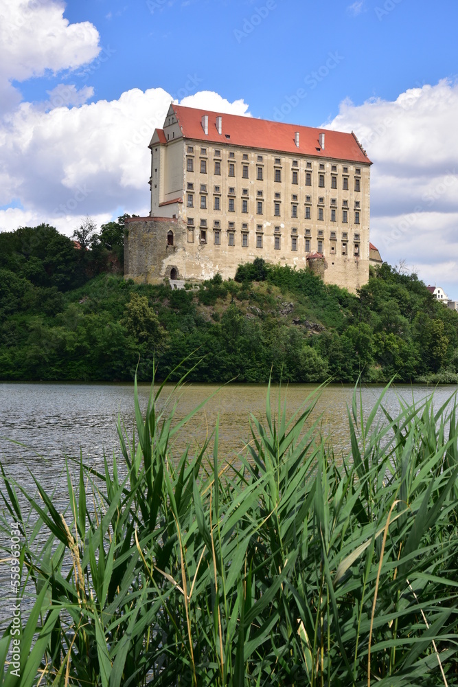 Fototapeta premium Plumlov Castle above the pond
