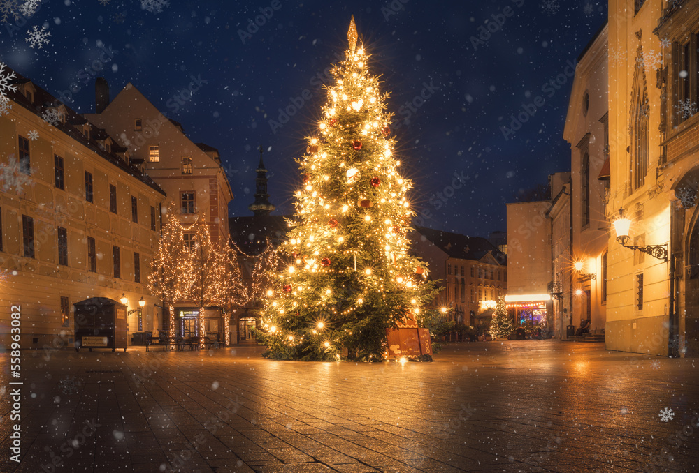 Obraz na płótnie Christmas main square in Bratislava w salonie