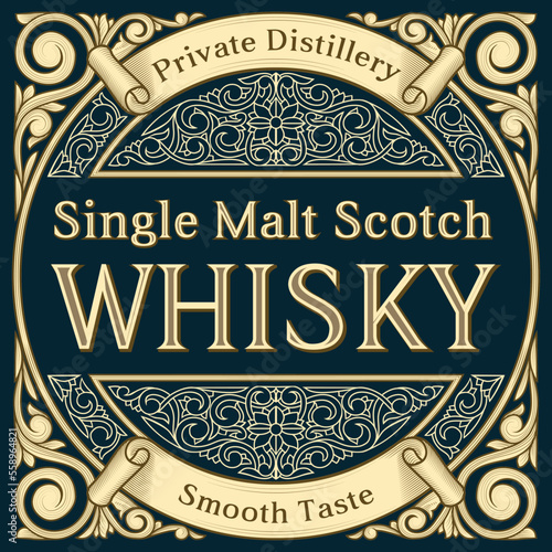 Scotch whisky - ornate vintage decorative label
