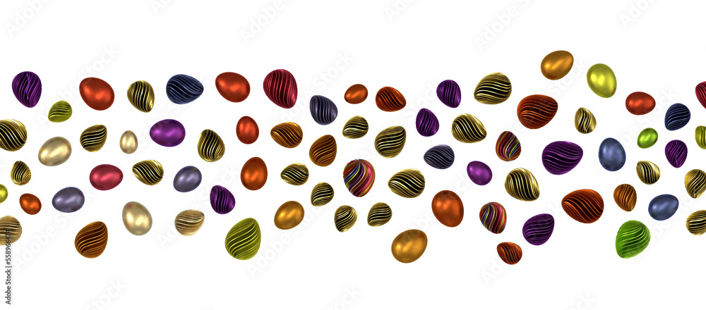 Fototapeta premium Golden easter eggs and specks, flecks