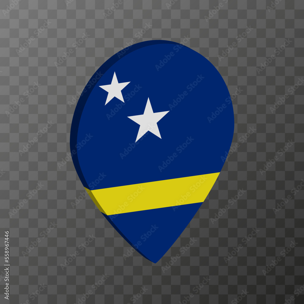 Map pointer with Curacao flag. Vector illustration. Map pointer with Curacao flag. Vector illustration.