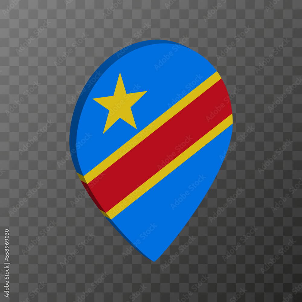 Map pointer with Democratic Republic of the Congo flag. Vector illustration. Map pointer with Democratic Republic of the Congo flag. Vector illustration.