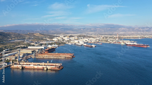 Aerial drone photo of shipyard in Elefsina, Attica, Greece © aerial-drone