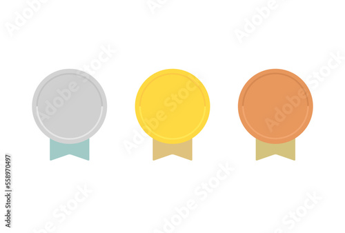 パステルカラーの金銀銅のリボン付きのバッジ･勲章･メダル - シンプルなリボンコインの素材