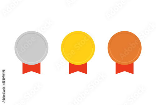 金銀銅のリボン付きのバッジ･勲章･メダル - シンプルなリボンコインの素材 - かわいいモックアップ
