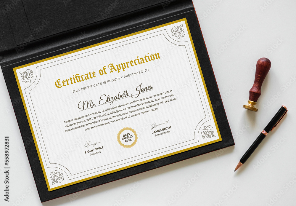 Certificate Layout with Golden Accents Stock Template Adobe Stock
